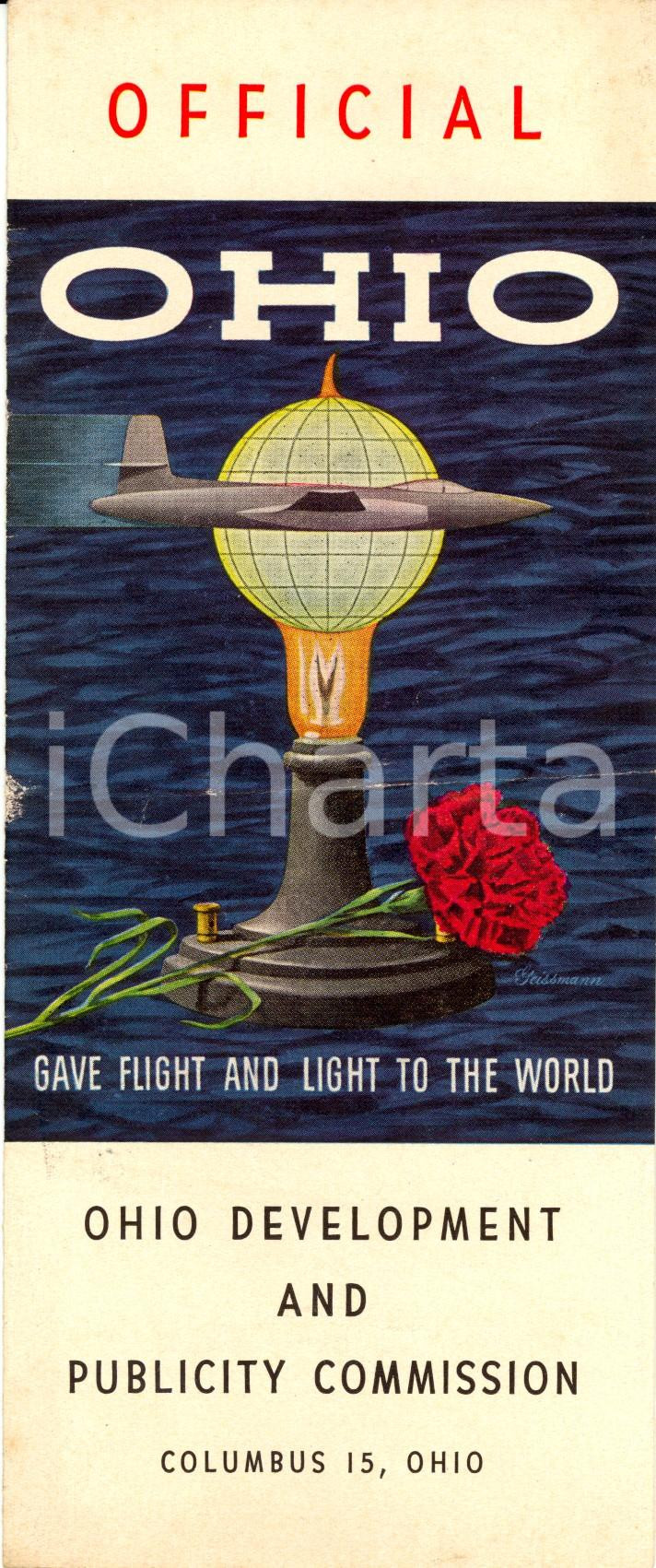 Materiale pubblicitario d’epoca 1955 ca OHIO USA Gave flight and light to the world Opuscolo ILLUSTRATO 1
