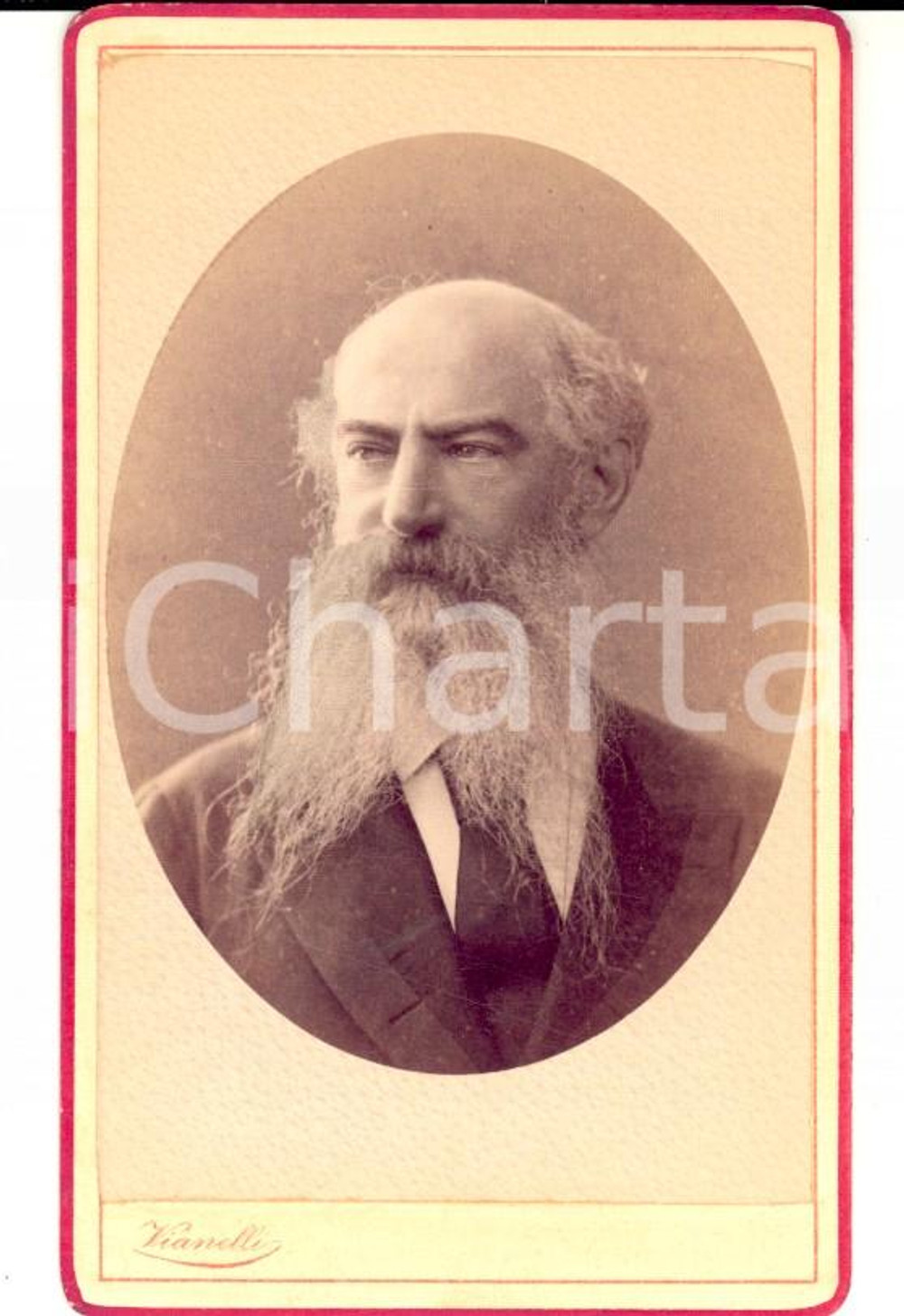 Fotografia d epoca originale 1870 ca VENEZIA Ritratto di intellettuale con lunga barba Foto VIANELLI 1