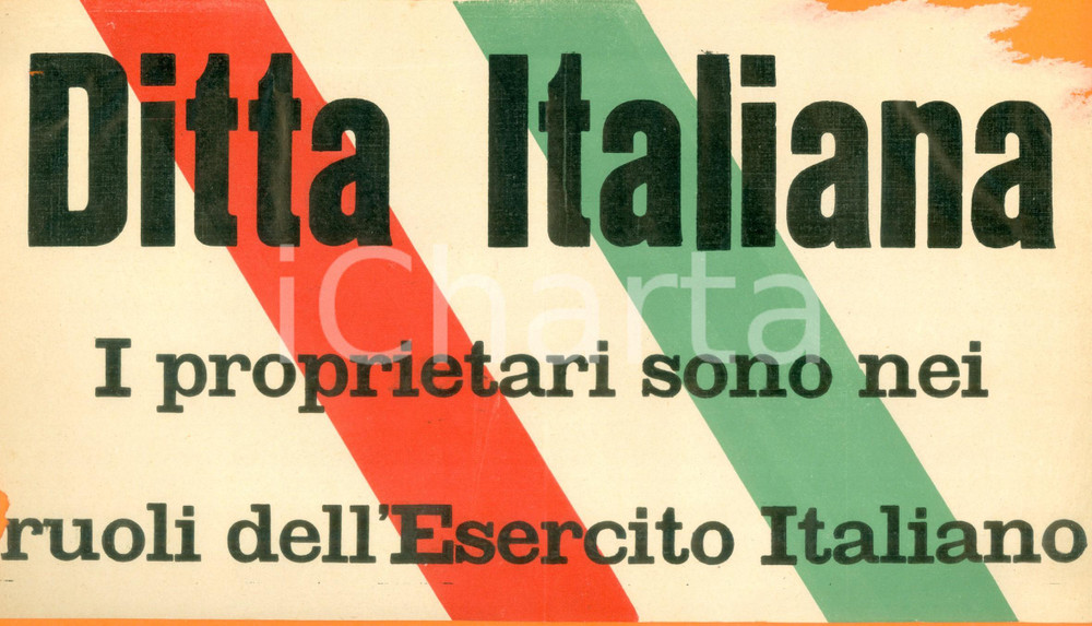 Documento originale, autentico 1916 PROPAGANDA WW1 Ditta Italiana I proprietari sono nei ruoli dell Esercito 1