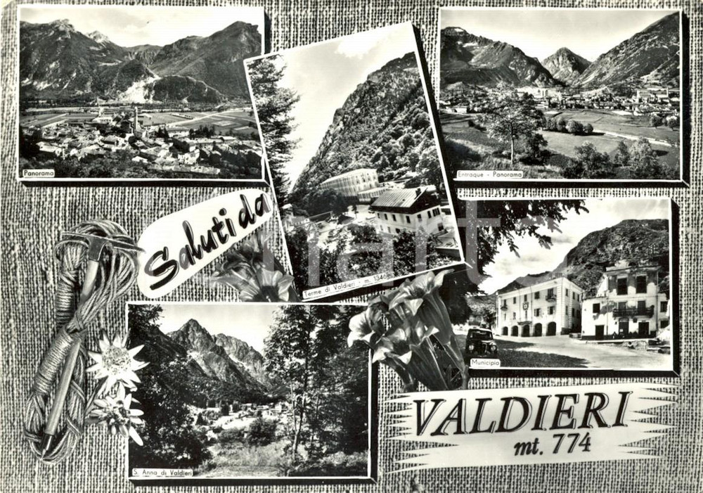 Cartolina originale da collezione 1953 VALDIERI CN Vedutine delle terme e della frazione SANT ANNA FG VG 1