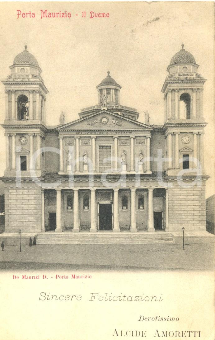 Cartolina originale da collezione 1900 ca IMPERIA Il duomo di PORTO MAURIZIO Cartolina ILLUSTRATA FP VG 1