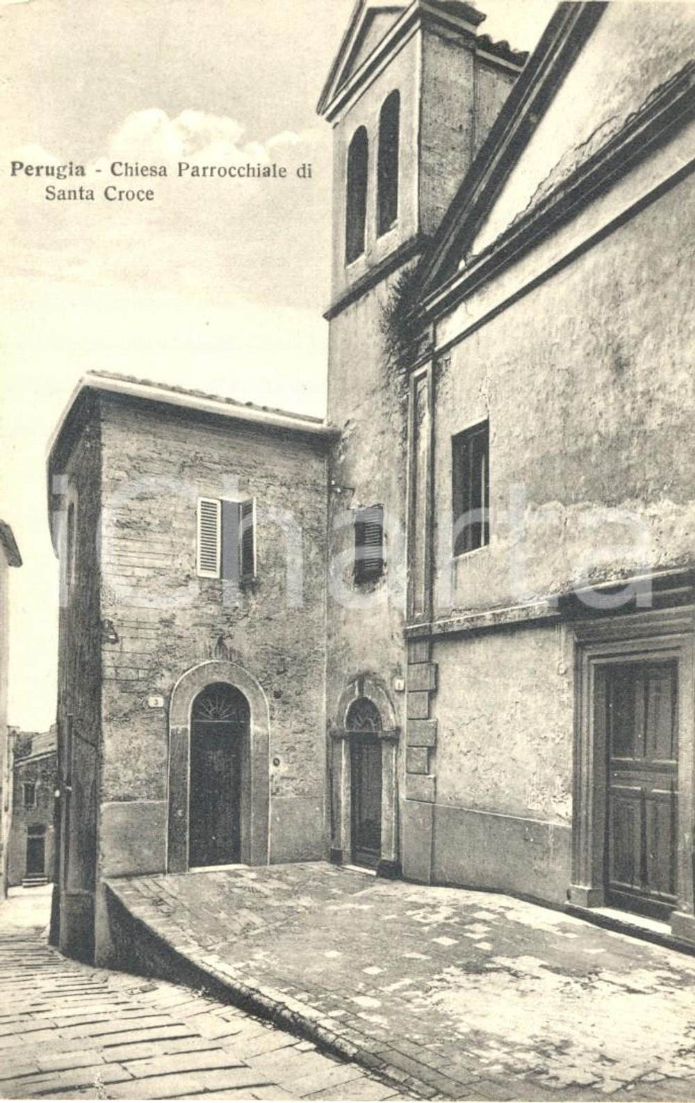 Cartolina originale da collezione 1930 ca PERUGIA La chiesa parrocchiale di SANTA CROCE Cartolina FP NV 1
