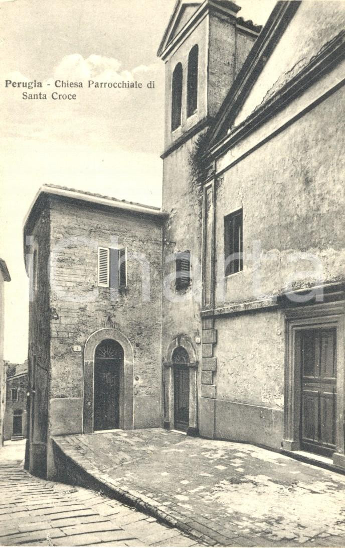 Cartolina originale da collezione 1930 ca PERUGIA La chiesa parrocchiale di SANTA CROCE Cartolina FP NV 1