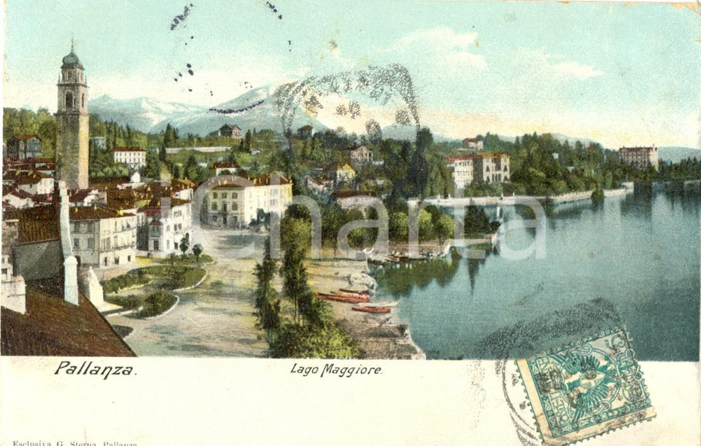 Cartolina originale da collezione 1908 VERBANIA La frazione PALLANZA sul LAGO MAGGIORE Cartolina ILLUSTRATA FP VG 1