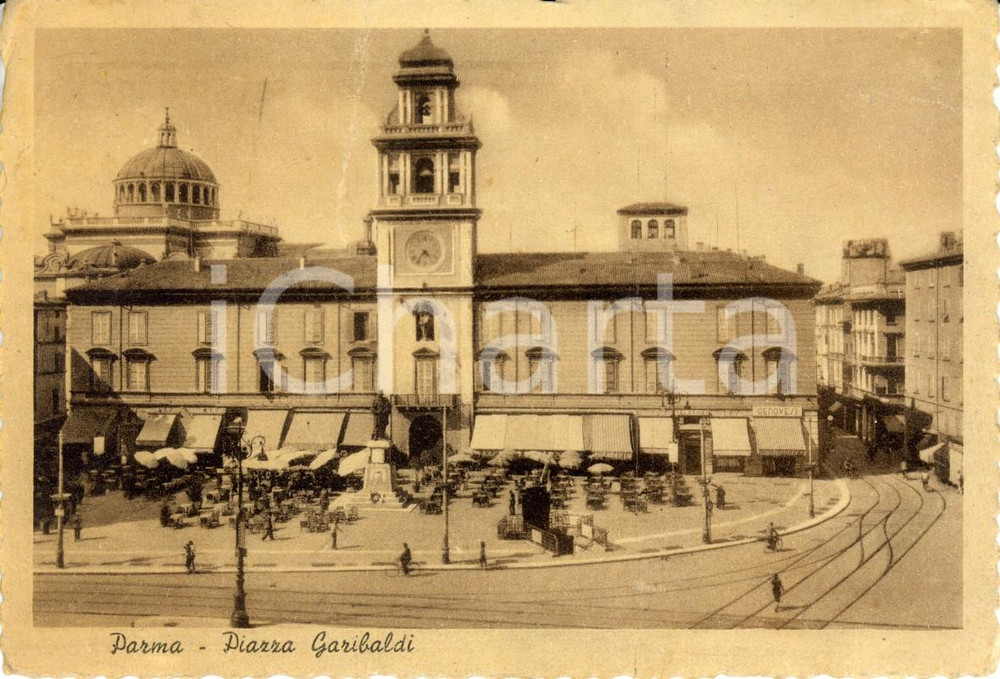 Cartolina originale da collezione 1949 PARMA Palazzo Governatore Basilica STECCATA in piazza Giuseppe GARIBALDI FG 1