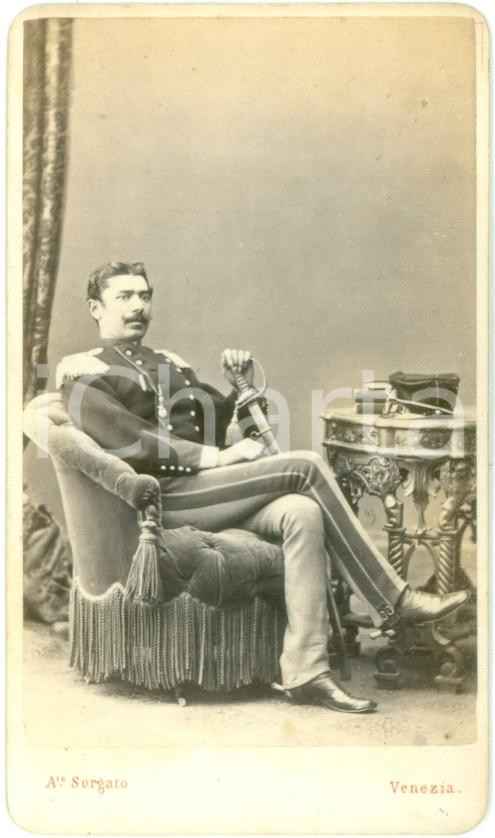 Fotografia d epoca originale 1890 ca VENEZIA Ritratto del colonnello Gustavo CALLETTI Fotografia SORGATO 1