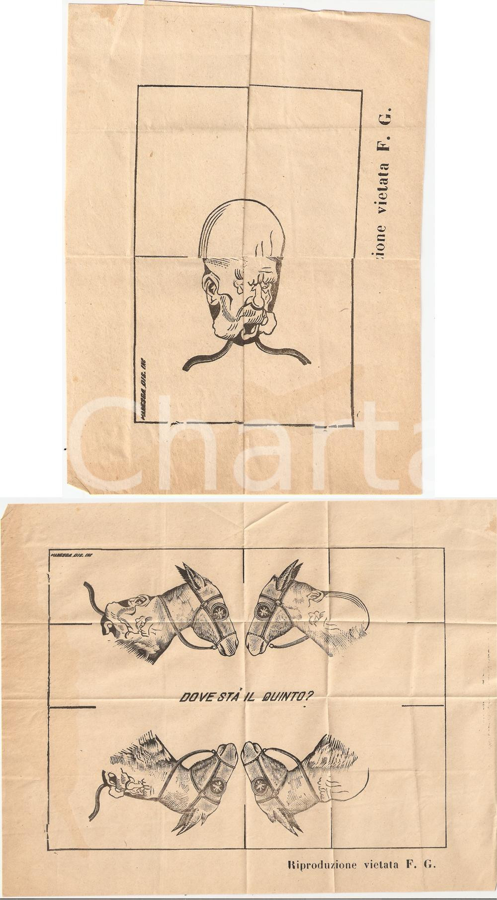 Documento originale, autentico 1918 PROPAGANDA WW1 Federico d ASBURGOTESCHEN Volantino SATIRICO ILLUSTRATO 1