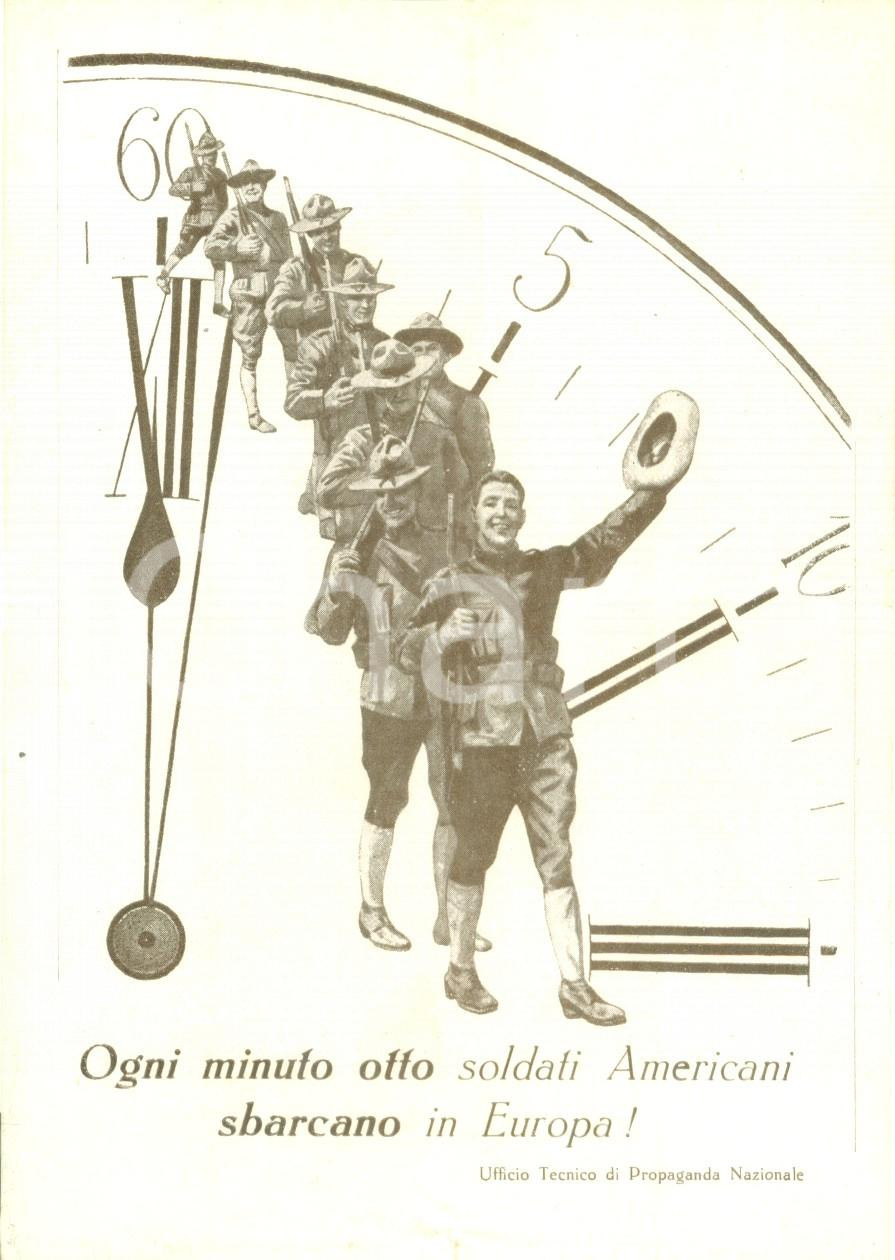 Documento originale, autentico 1918 PROPAGANDA WW1 Ogni otto minuti sbarcano soldati americani ILLUSTRATO 1