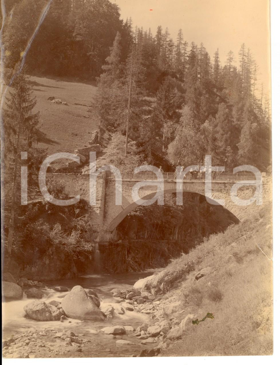 Fotografia d epoca originale 1920 ca ALAGNA VALSESIA VC Frazione RIVA  Ponte del GALLO Foto 13 x 17 1