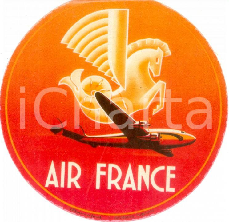 Materiale pubblicitario d’epoca 1960 ca AIR FRANCE Etichetta pubblicitaria ILLUSTRATA PubblicitÃ  GOOSSENS 1