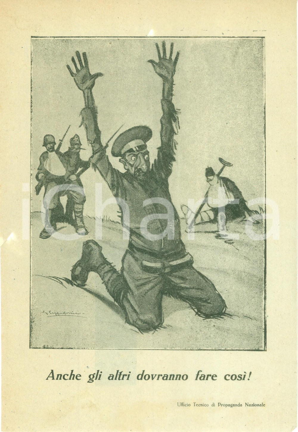 Documento originale, autentico 1918 PROPAGANDA WW1 nche gli altri dovranno arrendersi Illustrato CAPPADONIA 1