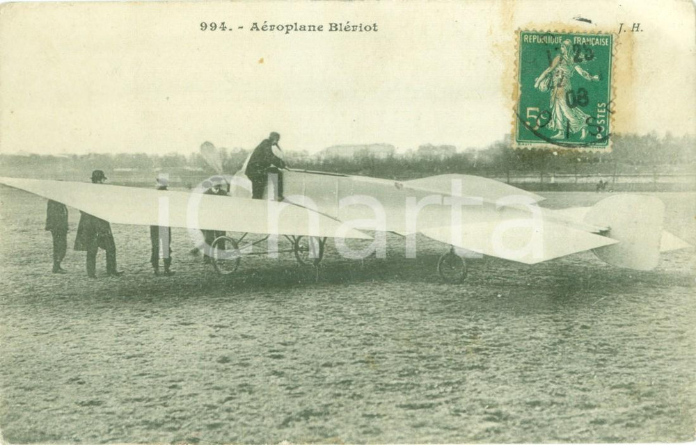 Cartolina originale da collezione 1908 PARIS LE BOURGET L aÃ©roplane BLERIOT al Salone dell Aeronautica Cartolina 1