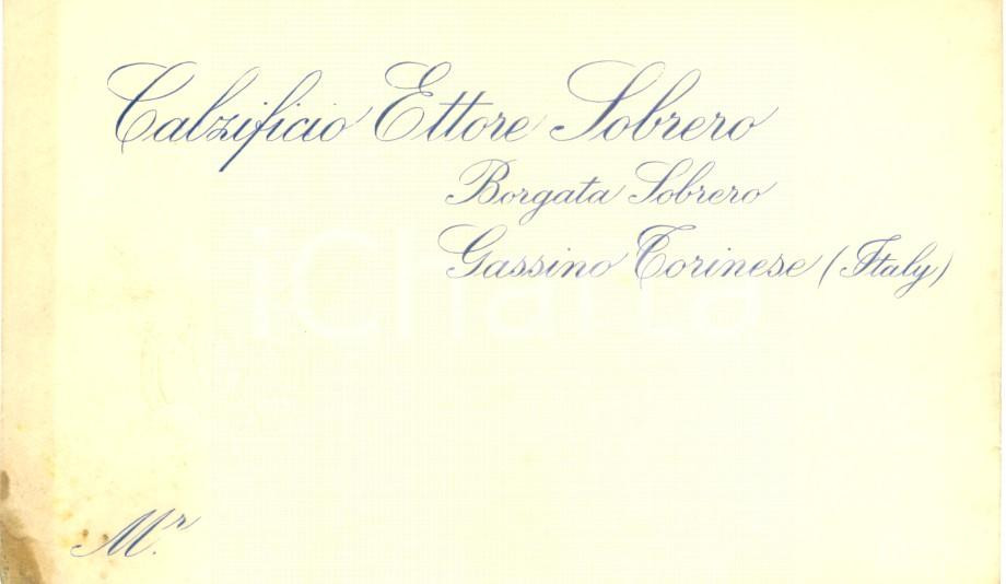 Materiale pubblicitario d’epoca 1930 ca GASSINO TORINESE TO Calzificio Ettore SOBRERO Borgata SOBRERO Biglietto 1
