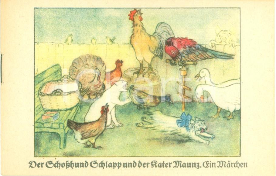 Materiale pubblicitario d’epoca 1930 ca BAD SALZUFLEN Hoffmann s Stärkefabriken Schosshund und Kater Maunz 1