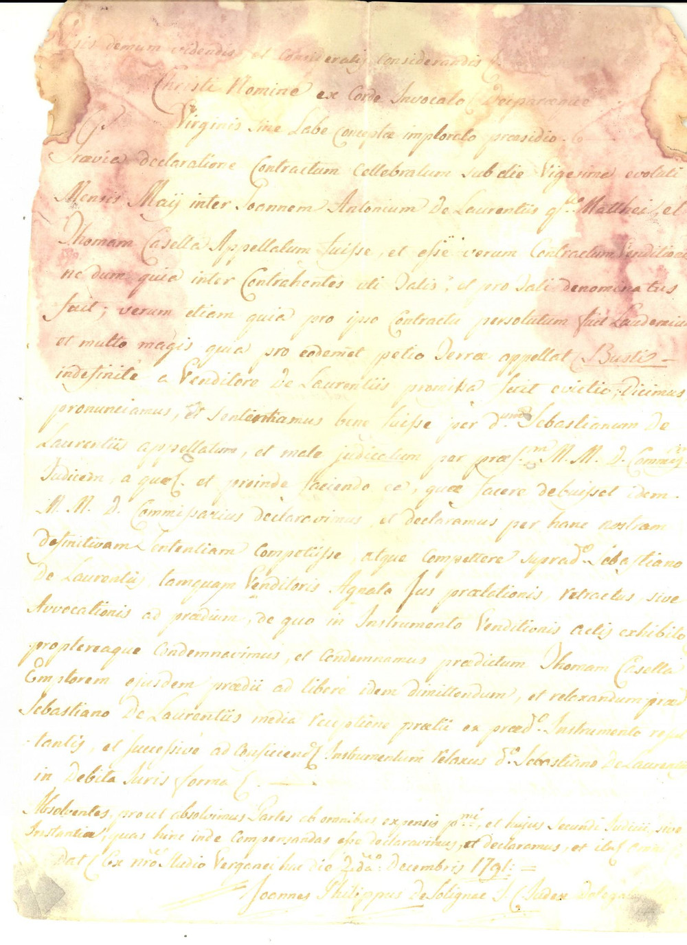 Documento originale, autentico 1791 RAPALLO GE Giovanni Antonio LORENZI vende terra a Tommaso CASELLA 1