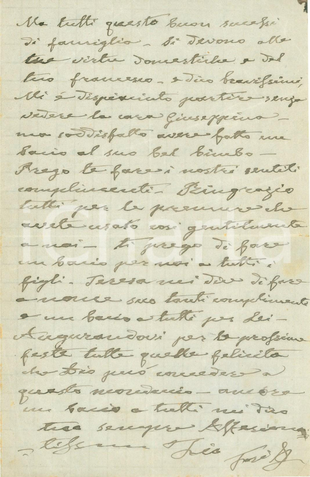 Autografo originale 1895 LIVORNO Patriota Antonio TOSI ringrazia nipote per l accoglienza a MILANO 1