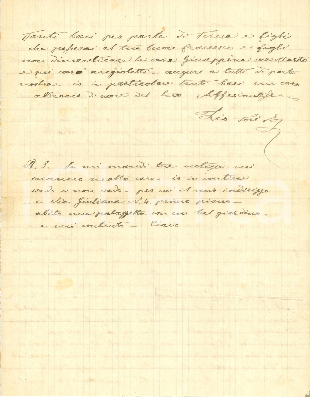1892 LIVORNO Patriota Antonio TOSI Io sì che comincio a venir vecchio *AUTOGRAFO
