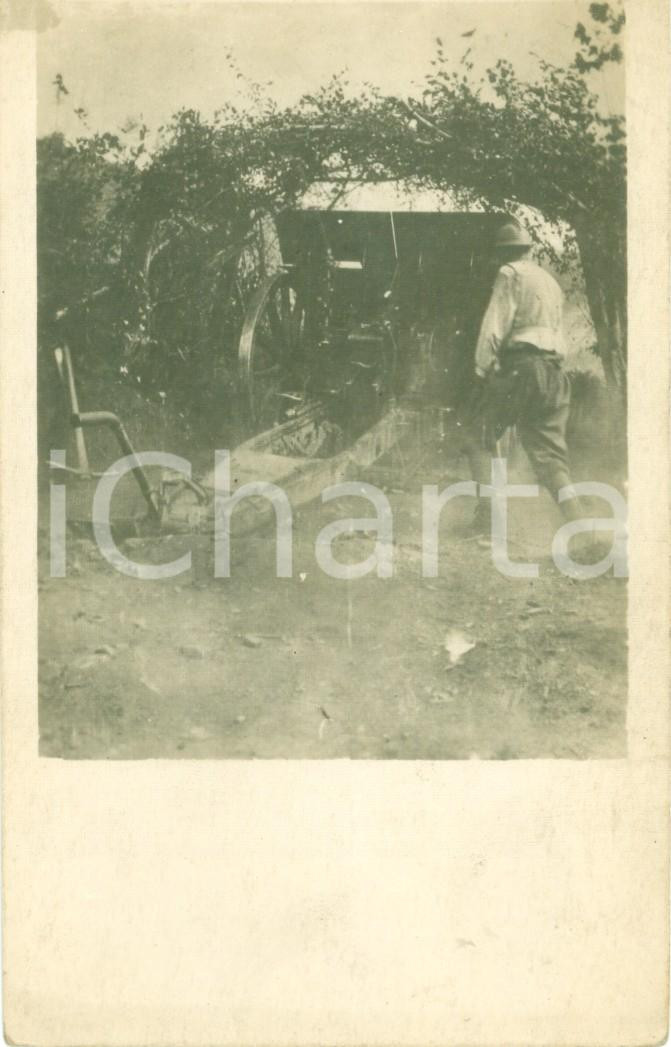 Fotografia d epoca originale 1917 ALTOPIANO DELLA BAINSIZZA SLOVENIA WW1 Occultamento di un cannone da 75 1