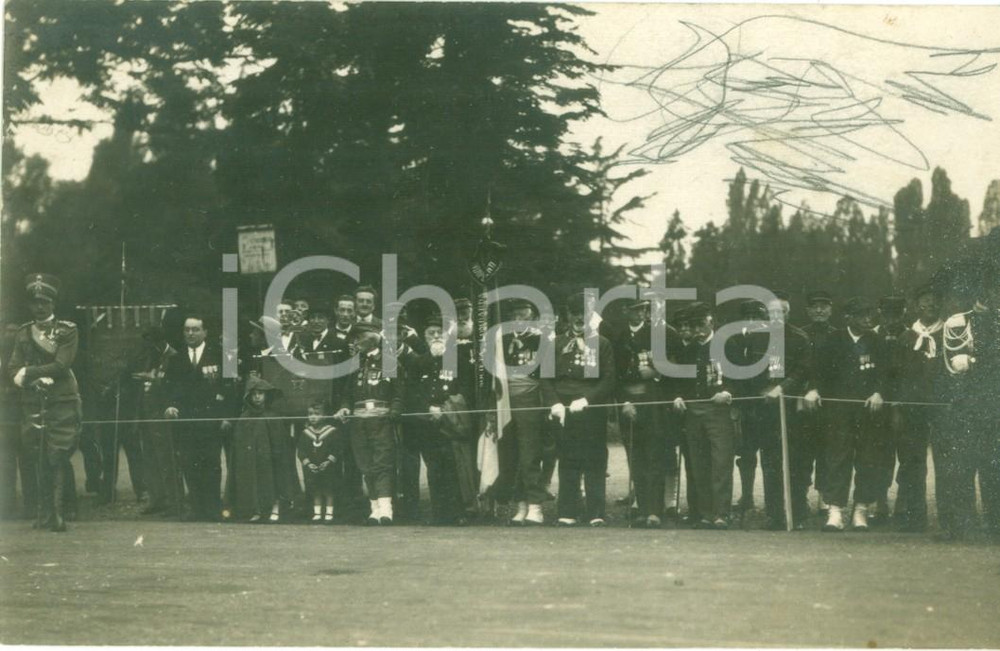 Fotografia d epoca originale 1917 MILANO WW1 Bersaglieri e SocietÃ  Lombarda Indipedenti Fotocartolina 1