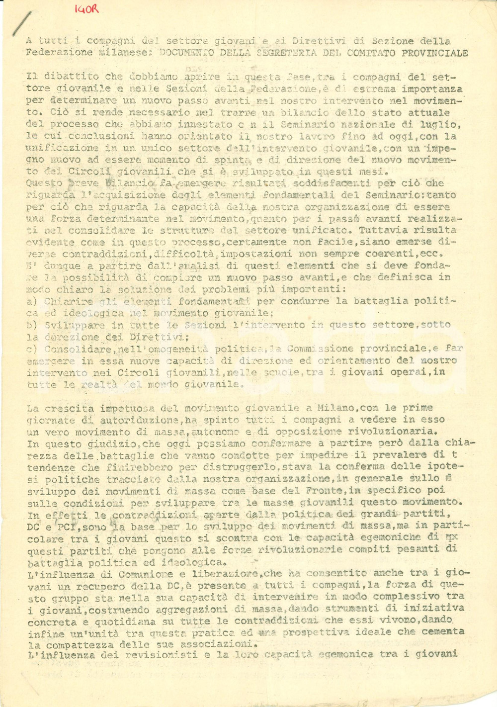 Documento originale, autentico 1977 MILANO DEMOCRAZIA PROLETARIA Programma delle future battaglie Documento 1