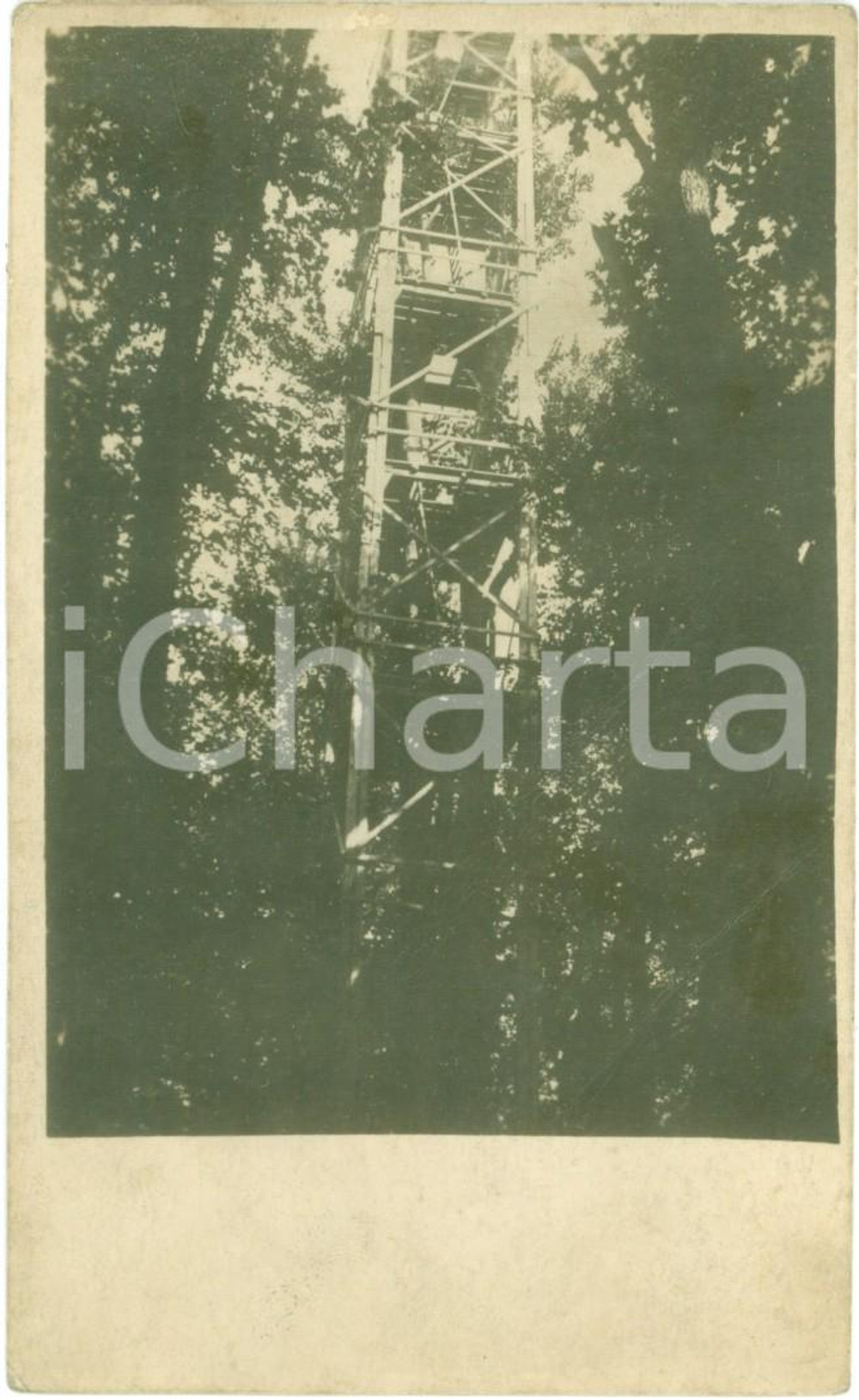 Fotografia d epoca originale 1917 ALTO PIAVE WW1 Torre di osservatorio d artiglieria Fotocartolina 1