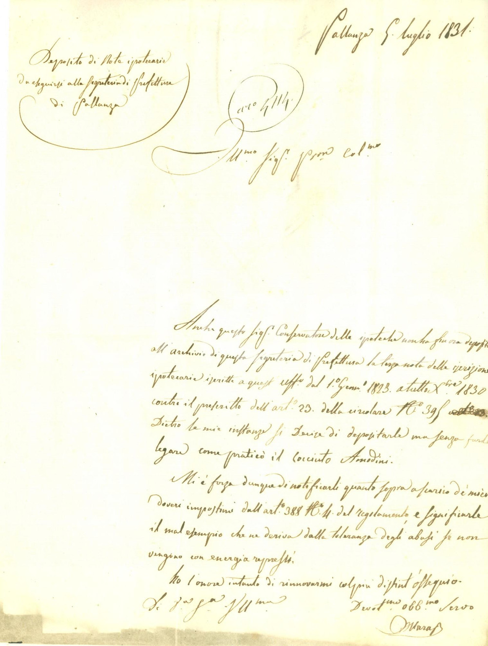 Documento originale, autentico 1831 VERBANIA PALLANZA Abusi non repressi generano cattivi esempi Prefilatelica 1