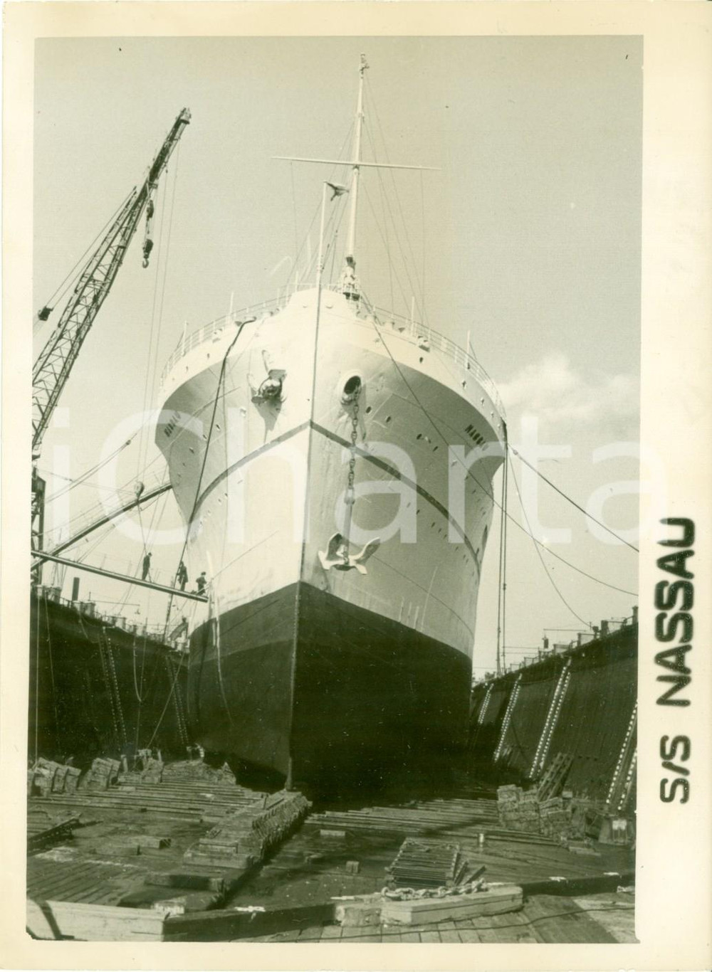 Fotografia d epoca originale 1951 GENOVA Varo della rinnovata SS NASSAU Incres Nassau Line Fotografia 1