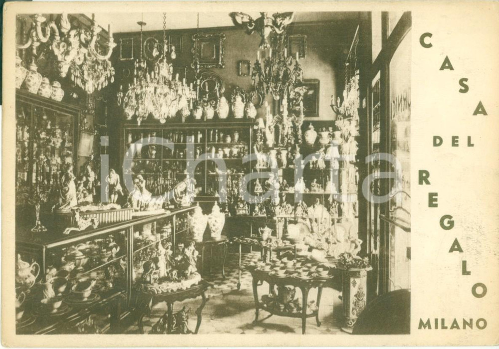 Cartolina originale da collezione 1950 ca MILANO Casa del regalo di Guido BARTOLOZZI Cartolina pubblicitaria FG NV 1