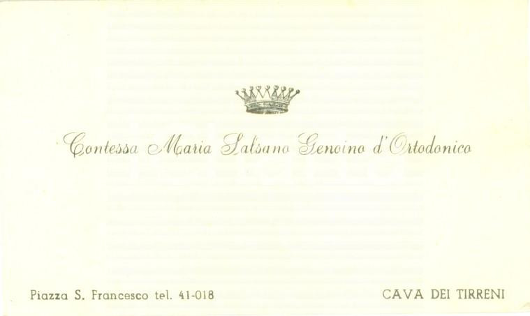Documento originale, autentico 1935 ca CAVA DE  TIRRENI Contessa Maria SALSANO GENOINO D ORTODONICO Biglietto 1