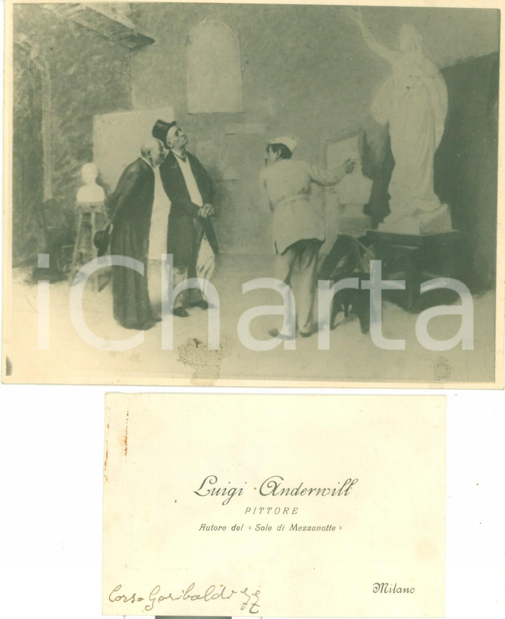 Fotografia d epoca originale 1950 ca MILANO Pittore Luigi ANDERWILL autore Sole di Mezzanotte Biglietto foto 1