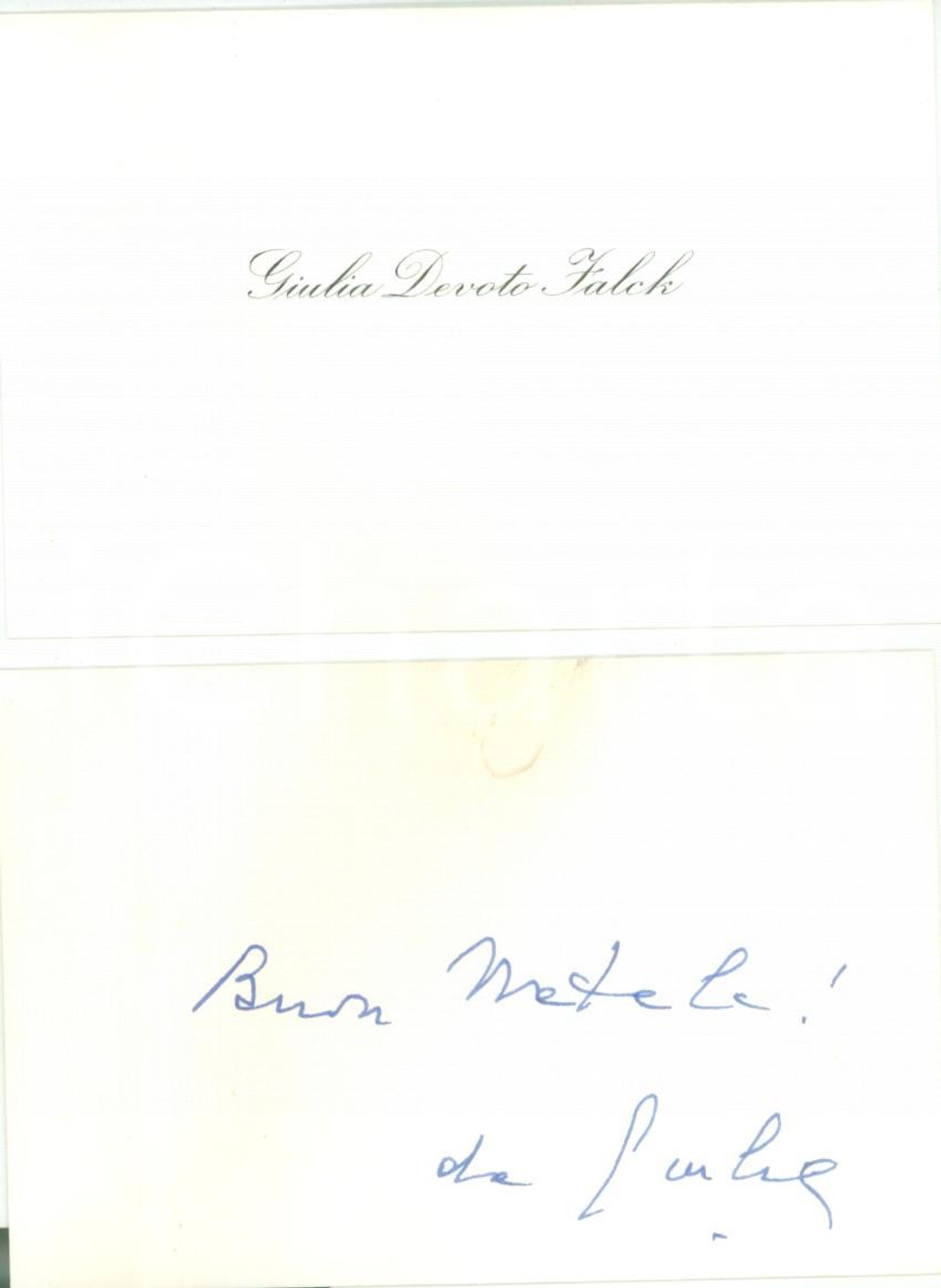 Autografo originale 1960 ca MILANO Auguri di NATALE da Giulia DEVOTO FALCK Biglietto AUTOGRAFO 1