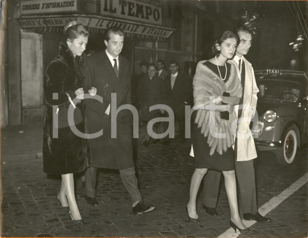Fotografia d epoca originale 1960 ca ROMA Paola e Alberto di LIEGI, Rosa TASCA d ALMERITA e Antonello RUFFO 1