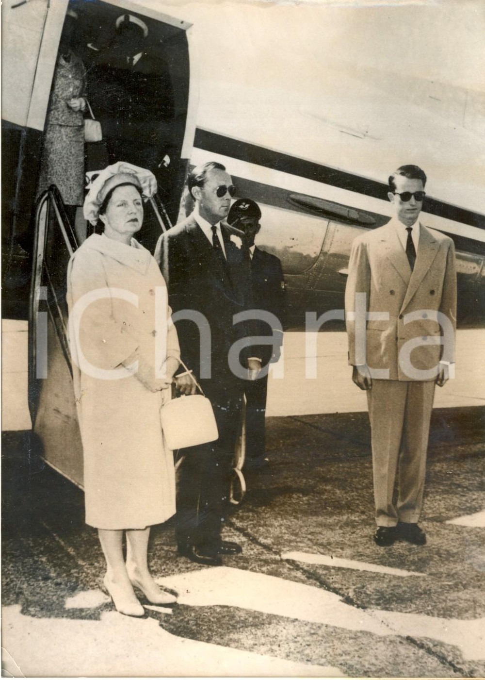 Fotografia d epoca originale 1958 MELSBROEK AIR BASE Giuliana dei PAESI BASSI accoglie visitatori EXPO 1