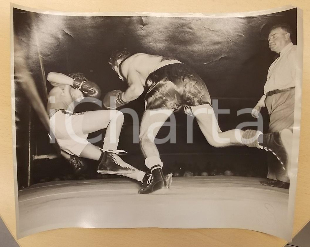 Fotografia d epoca originale 1952 SAN FRANCISCO BOXE Pugile Raul VILLARREAL Bobbie CHAVEZ Foto cm 36 x 28 1