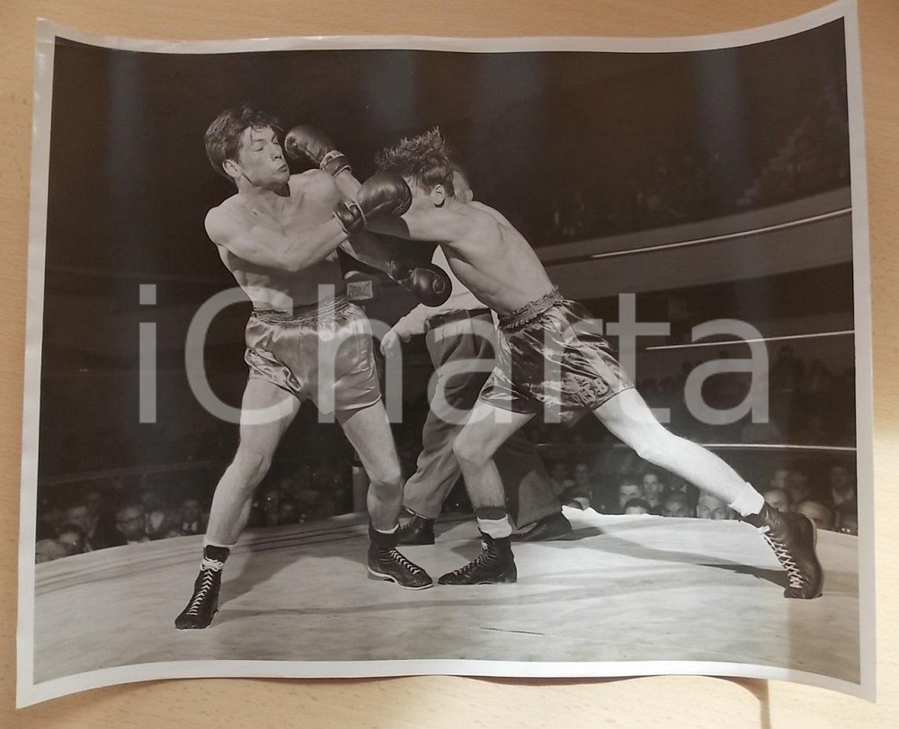 Fotografia d epoca originale 1953 SAN FRANCISCO USA BOXE Charles VOSHALL Willie LEWIS Fotografia 35 x 28 1