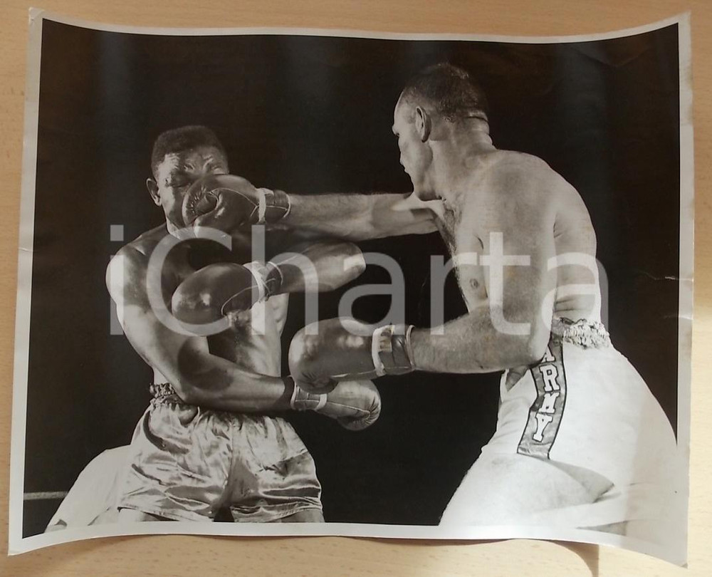 Fotografia d epoca originale 1956 SAN FRANCISCO BOXE Pugile melvin RADERMACHER John JOHNSON Foto 35 x 28 1