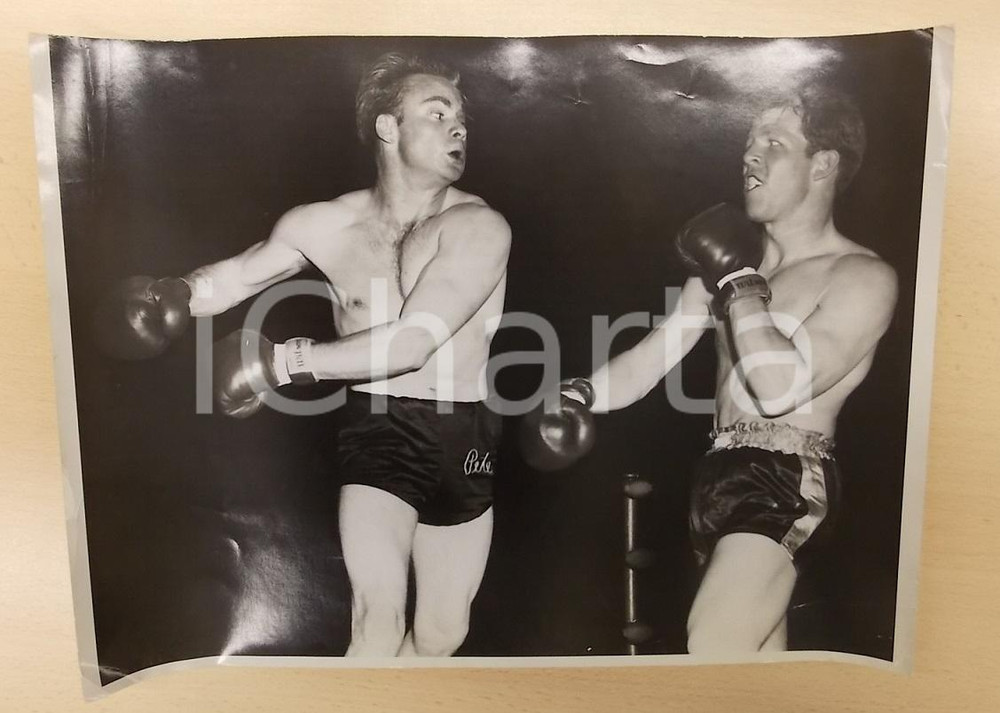 Fotografia d epoca originale 1961 SAN FRANCISCO USA BOXE Pugile Pete HEISER Michael GALBRAITH Foto 36 x 26 1