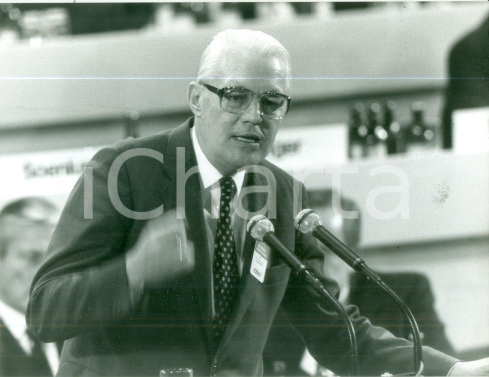 Fotografia d epoca originale 1987 BONN Ministro Gerhard STOLTENBERG al CDU Parteitag Fotografia 1