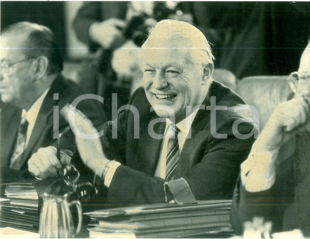 Fotografia d epoca originale 1988 BONN DE Gerhard STOLTENBERG Ministro Finanze CDU Fotografia 1