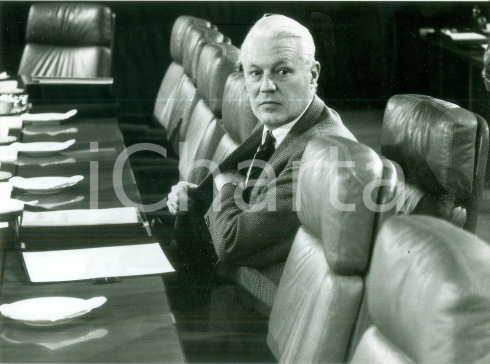 Fotografia d epoca originale 1985 ca BONN DE Ministro Gerhard STOLTENBERG a riunione di partito CDU Foto 1