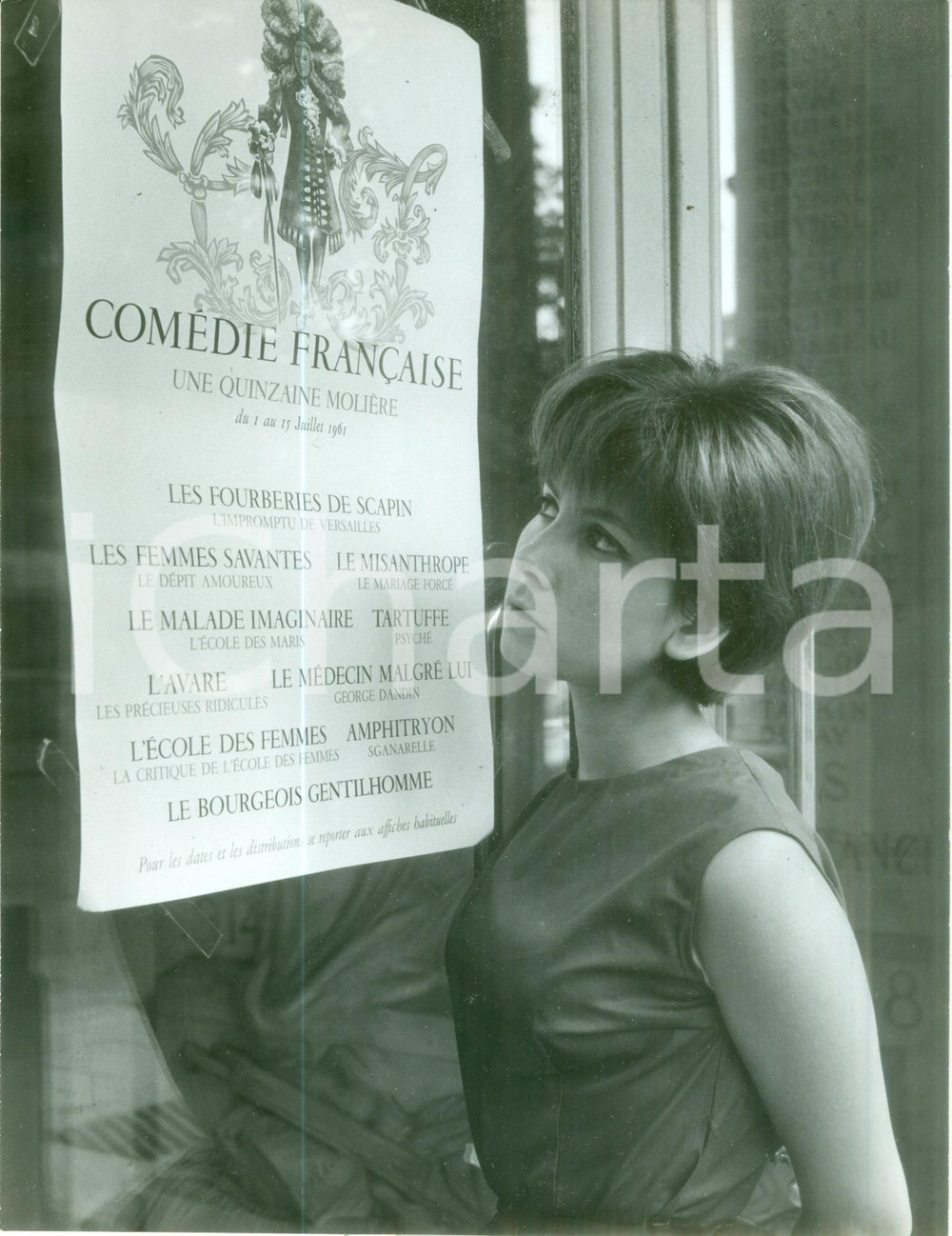 Fotografia d epoca originale 1961 PARIS Mannequin studia manifesto della ComÃ©die FranÃ§aise Fotografia 1