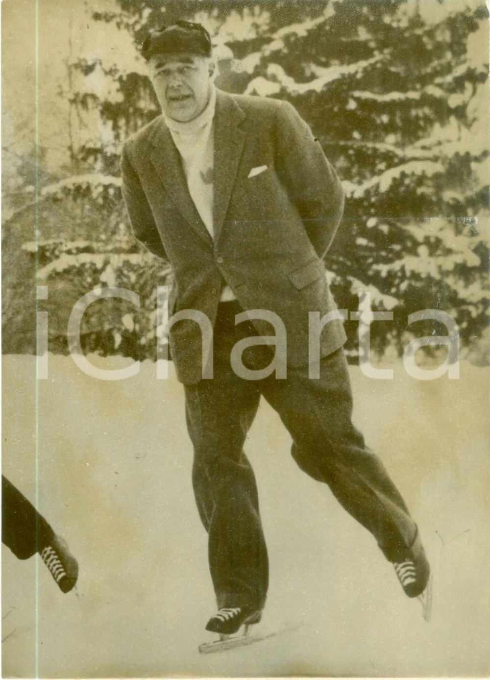 Fotografia d epoca originale 1959 MALARHOJDENS Principe Bertil di SVEZIA pattina sul ghiaccio Fotografia 1