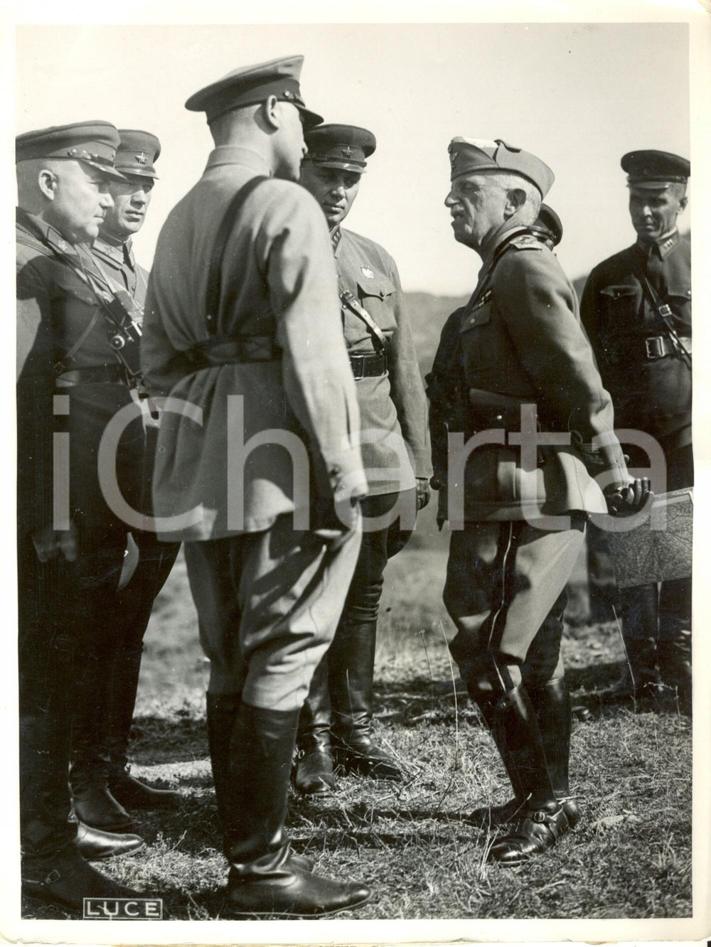 Fotografia d epoca originale 1934 GRANDI MANOVRE FIRENZE Vittorio Emanuele III con ufficiali dell esercito 1