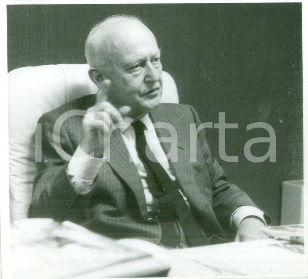 Fotografia d epoca originale 1980 ca STRASBOURG Pierre PFLIMLIN durante conferenza stampa Fotografia 1