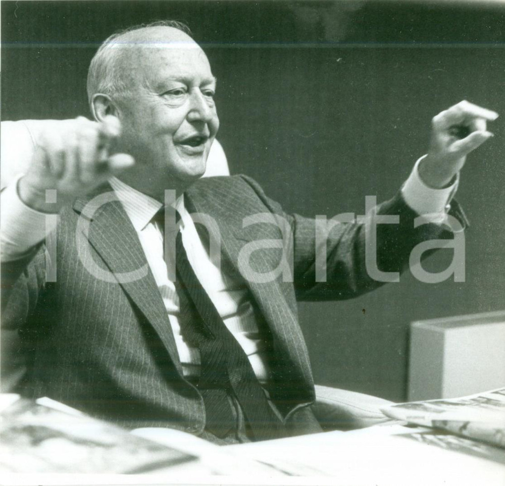 Fotografia d epoca originale 1980 ca STRASBOURG Pierre PFLIMLIN in conferenza stampa Fotografia 1