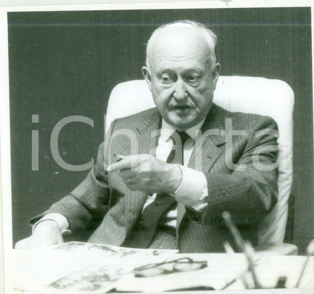 Fotografia d epoca originale 1986 STRASBOURG Pierre PFLIMLIN durante una riunione Fotografia 1