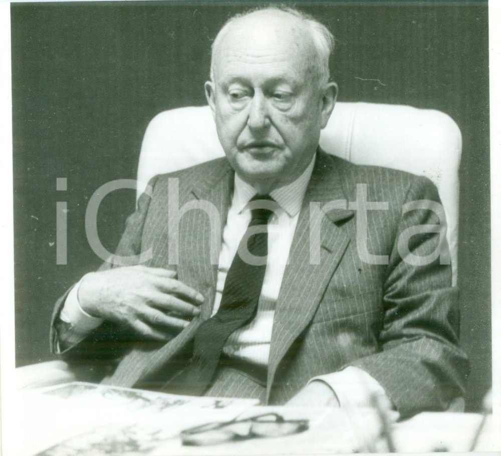 Fotografia d epoca originale 1980 ca STRASBOURG Pierre PFLIMLIN nel corso di una riunione Fotografia 1