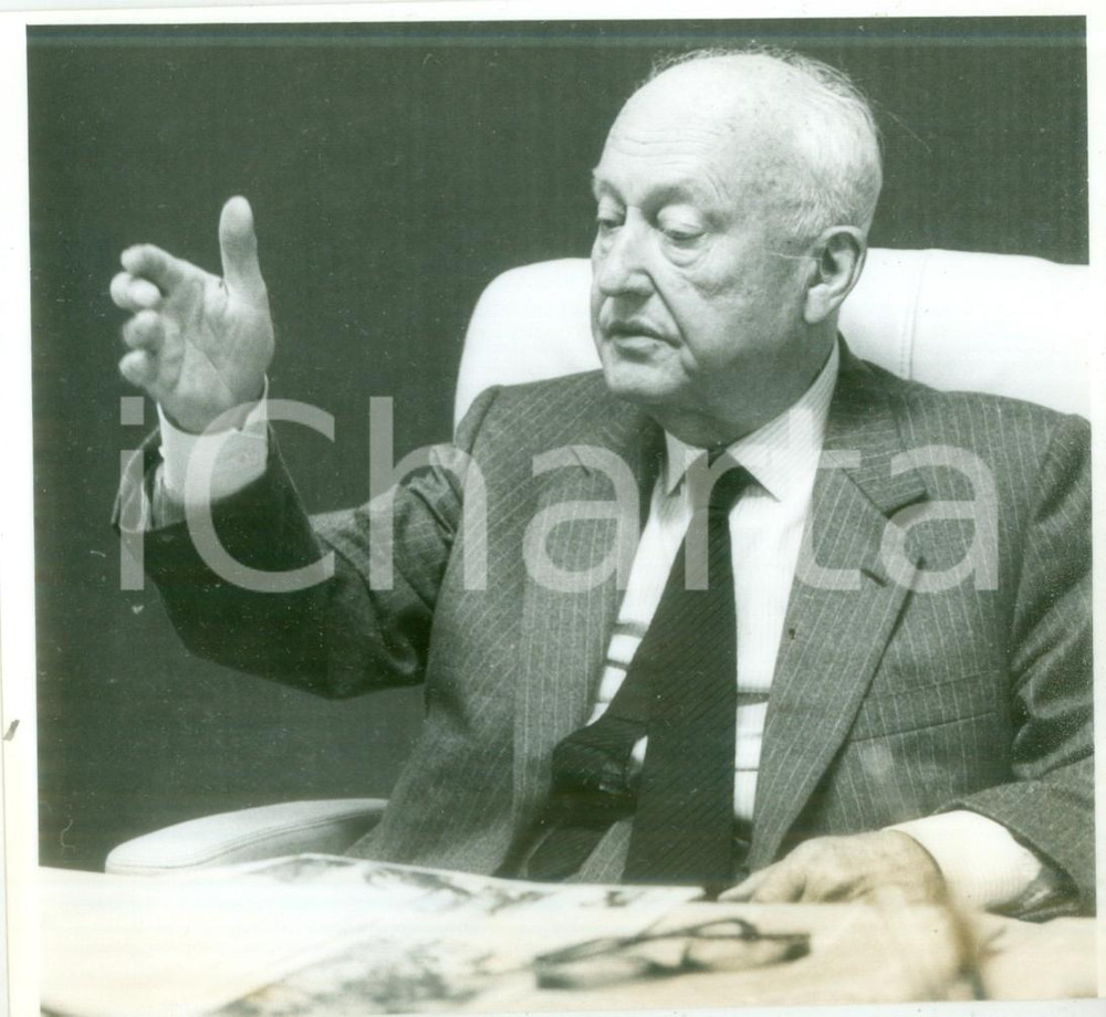 Fotografia d epoca originale 1980 ca STRASBOURG Pierre PFLIMLIN in conferenza stampa Fotografia 1