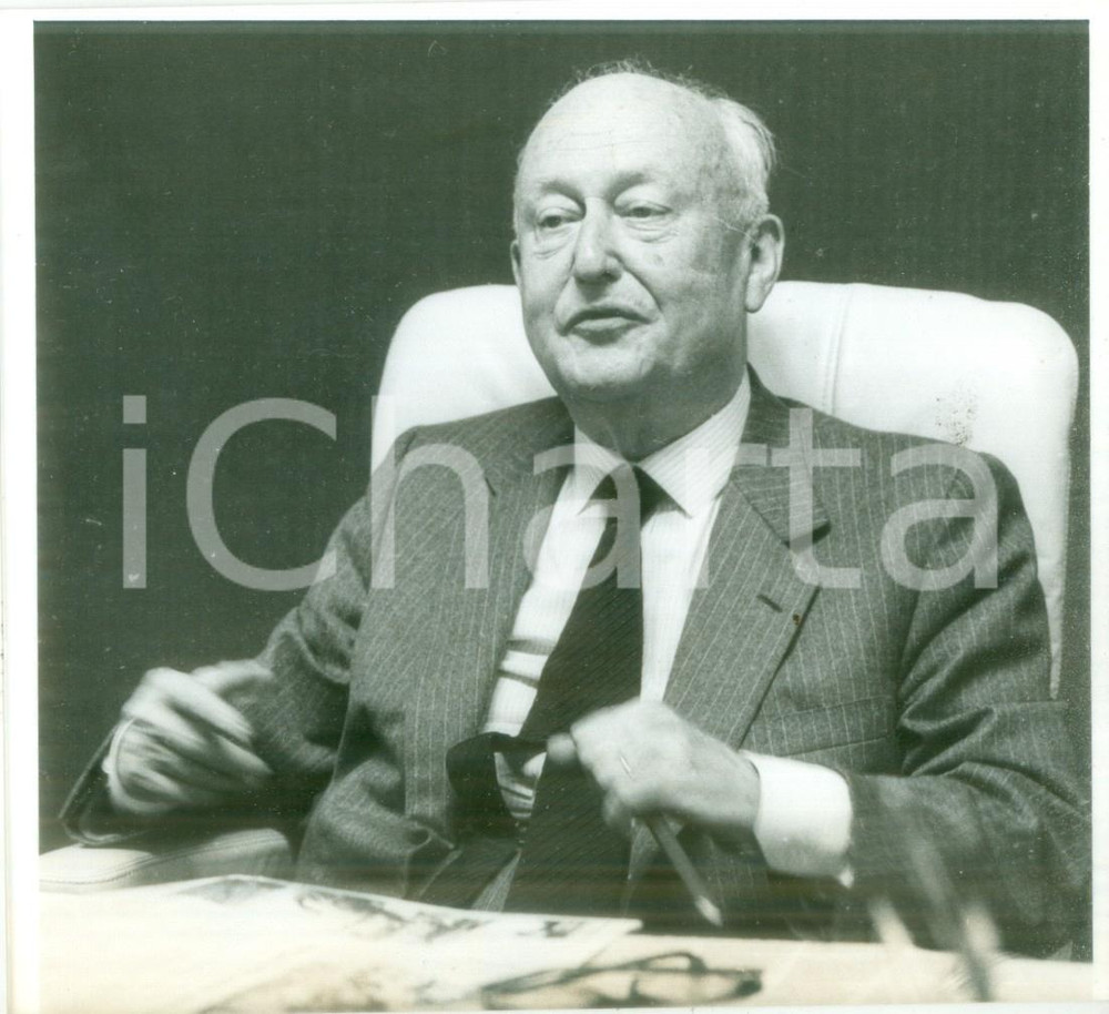 Fotografia d epoca originale 1980 ca STRASBOURG Pierre PFLIMLIN in conferenza stampa Foto 1