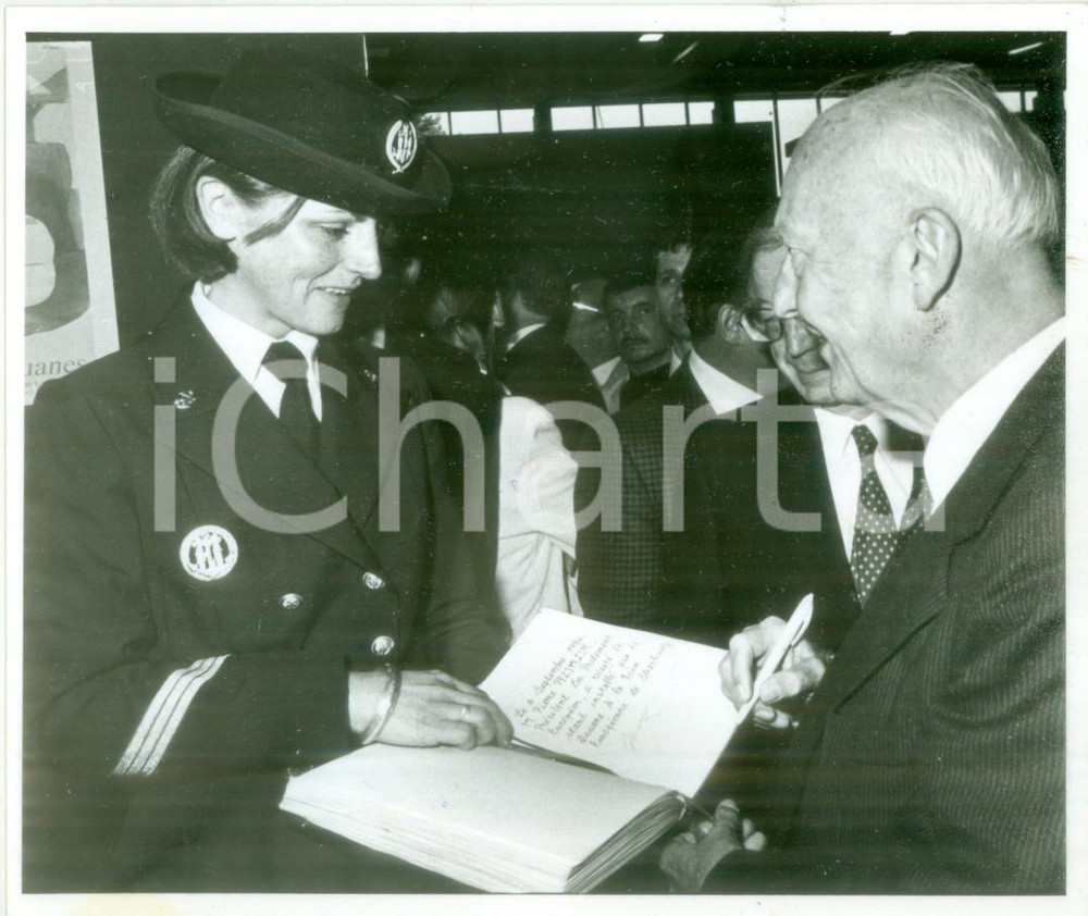 Fotografia d epoca originale 1984 STRASBOURG Pierre PFLIMLIN firma Libro d Oro della Dogana Fotografia 1
